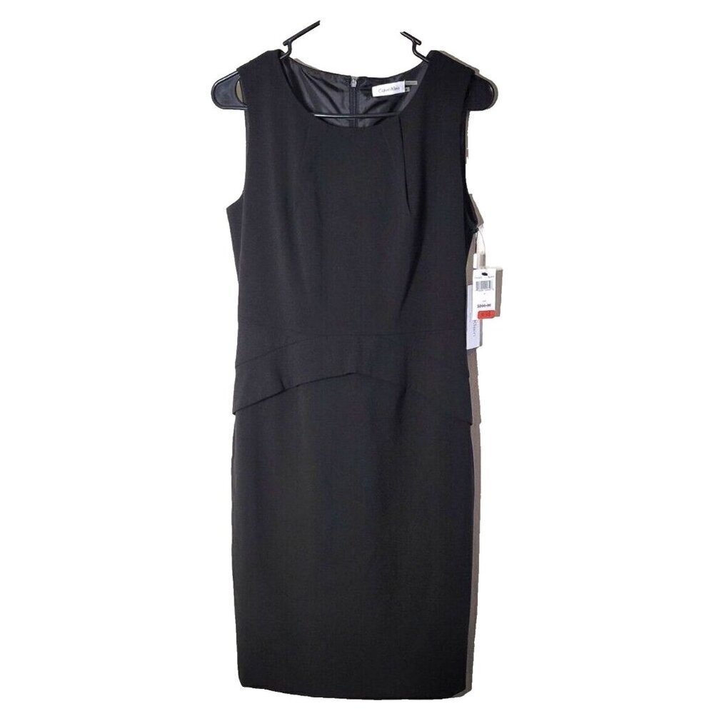Calvin Klein Womens sz 4 NWT black dress sheath lined pencil knee length zipper